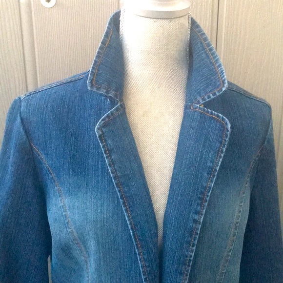 Denim jean vintage RL look Jacket button fitted glam blue boho - Picture 12 of 13